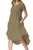 Sexy Army Green Short Sleeve High Low Pleated Casual Swing Dress