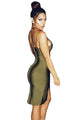 Sexy Army Green Slit Thigh Bandage Dress