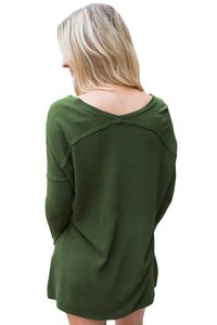 Sexy Army Green Soft V Neck Sweater