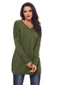 Sexy Army Green Soft V Neck Sweater