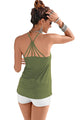 Sexy Army Green Strappy Back Detail Summer Top