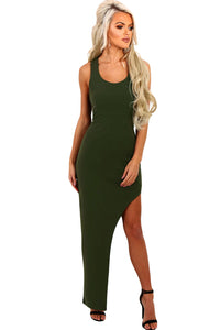 Sexy Army Green Strappy Side Split Maxi Dress