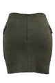 Sexy Army Green Suede Lace Up Front Mini Skirt
