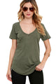 Sexy Army Green Summer Basic Pocket T-shirt