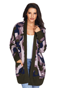 Sexy Attention Cotton Camo Pocketed Cardigan
