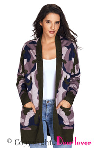 Sexy Attention Cotton Camo Pocketed Cardigan