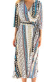 Sexy Aztec Print Open Front Long Cover Up