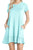 Sexy Baby Blue Short Sleeve Draped Hemline Casual Shirt Dress
