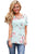 Sexy Baby Blue Super Soft Floral Tee Shirt with Crisscross Neck