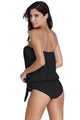 Sexy Black 2pcs Bandeau Tankini Swimsuit
