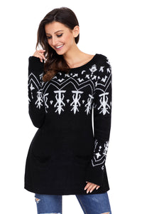 Sexy Black A-line Casual Fit Christmas Fashion Sweater