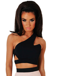 Sexy Black Asymetric Cage Cut Out Crop Top