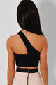 Sexy Black Asymetric Cage Cut Out Crop Top