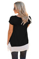Sexy Black Asymmetric Chiffon Hem T-shirt Top