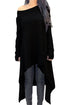 Sexy Black Asymmetric Hemline Long Sleeve Oversize Sweater