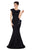Sexy Black Asymmetric Pleats Detail Elegant Long Party Dress