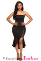 Sexy Black Asymmetric Ruffle Hem Strapless Party Dress
