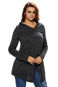 Sexy Black Asymmetric Wrapped Women Sweater