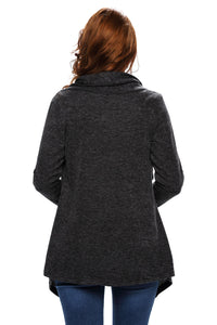 Sexy Black Asymmetric Wrapped Women Sweater