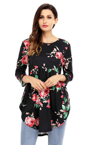 Sexy Black Babydoll Floral Tunic Top