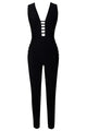 Sexy Black Bandage Jumpsuit with Ladder Cutouts