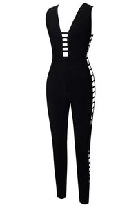 Sexy Black Bandage Jumpsuit with Ladder Cutouts