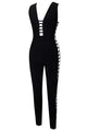 Sexy Black Bandage Jumpsuit with Ladder Cutouts