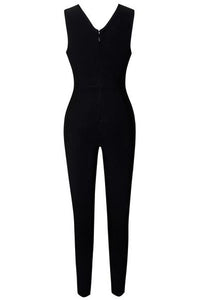 Sexy Black Bandage Jumpsuit with Ladder Cutouts