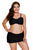 Sexy Black Bandeau Bikini 2pcs Skirtini Swimsuit