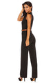 Sexy Black Belted Wide Leg Jumpsuit