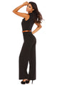 Sexy Black Belted Wide Leg Jumpsuit