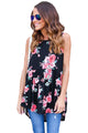 Sexy Black Blooms Floral Print Sleeveless Babydoll Tank