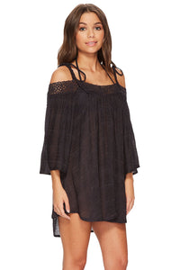 Sexy Black Breeze Crochet Off-the-shoulder Beachwear