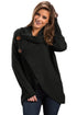 Sexy Black Buttoned Wrap Cowl Neck Sweater