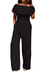 Sexy Black Cape Off Shoulder Pocket Wide Leg Jumpsuit