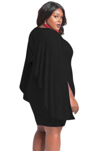 Sexy Black Cape Plus Size Dress