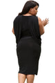 Sexy Black Cascading Slit Sleeve Bodycon Plus Size Dress