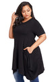 Sexy Black Casual Pocket Style Plus Size Jersey Dress