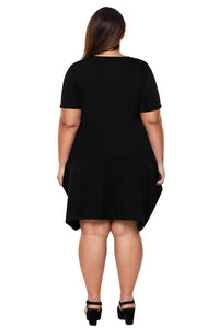Sexy Black Casual Pocket Style Plus Size Jersey Dress