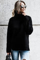 Sexy Black Causal Knit High Neck Loose Sweater