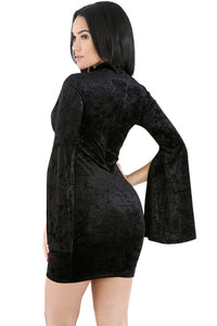 Sexy Black Choker Bodycon Flare Sleeve Mini Dress