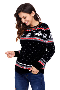 Sexy Black Christmas Reindeer Knit Sweater Winter Jumper