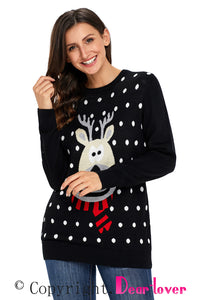 Sexy Black Christmas Reindeer Sweater