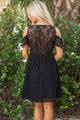 Sexy Black Cold Shoulder Floral Embroidery Lace Dress