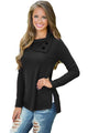 Sexy Black Cowboy Fashion Button Detail Sweatshirt