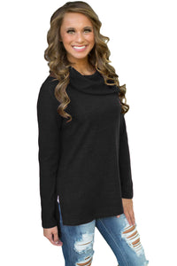 Sexy Black Cowboy Fashion Button Detail Sweatshirt