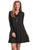 Sexy Black Cowl Neck Long Sleeve Casual Loose Swing Dress