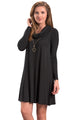 Sexy Black Cowl Neck Long Sleeve Casual Loose Swing Dress