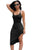 Sexy Black Crisscross Back Side Slit Fitted Slip Midi Dress