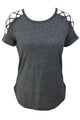 Sexy Black Crisscross Detail Short Sleeve T-shirt